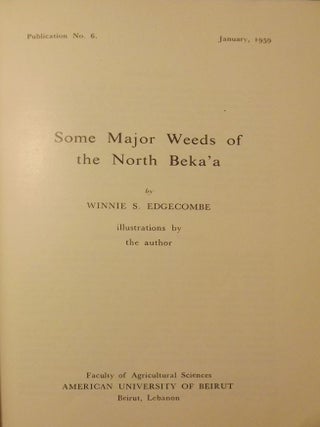 SOME MAJOR WEEDS OF THE NORTH BEKA'A