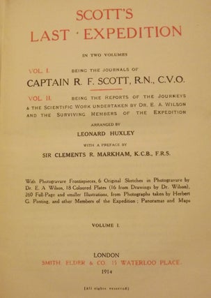 Item #56336 SCOTT'S EXPEDITION. In Two Volumes. , Captain R. F. SCOTT