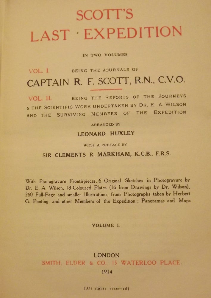Item #56336 SCOTT'S EXPEDITION. In Two Volumes. , Captain R. F. SCOTT.