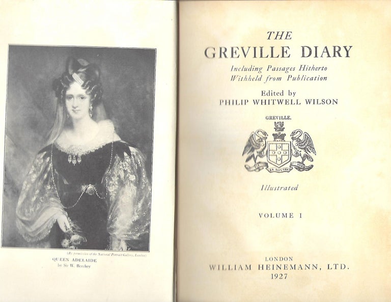 Item #56565 THE GRENVILLE DIARY, INCLUDING PASSAGES HITHERTO WITHHELD FROM PUBLICATION. TWO VOLUMES. Philip Whitwell WILSON.