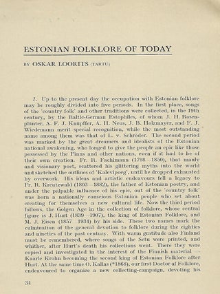ESTONIAN FOLKLORE OF TODAY.