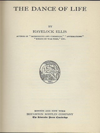 Item #56691 THE DANCE OF LIFE. Havelock ELLIS
