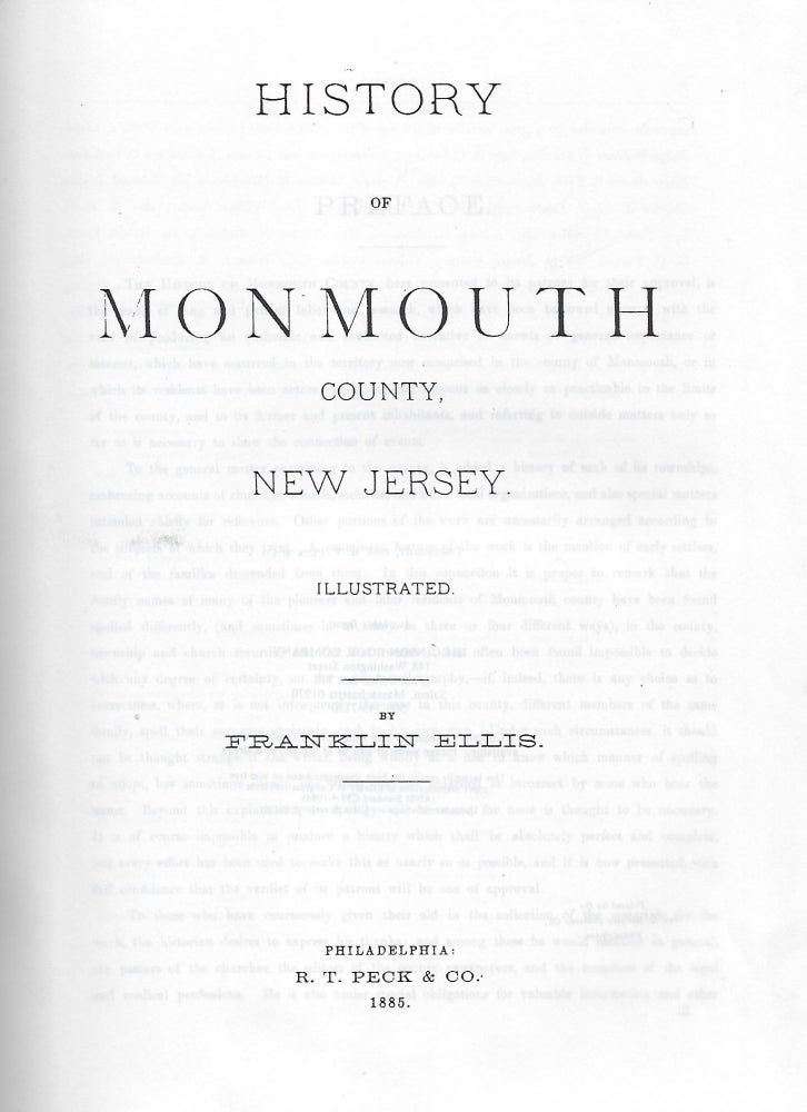 Item #56732 HISTORY OF MONMOUTH COUNTY, NEW JERSEY. Franklin ELLIS.