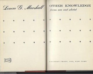 OTHER KNOWLEDGE: POEMS NEW AND SELECTED.