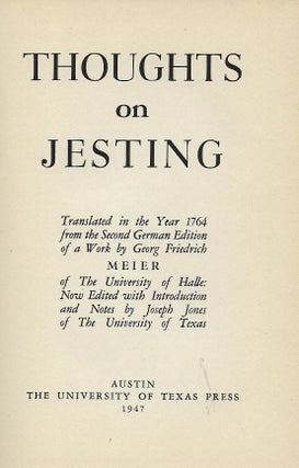 THOUGHTS ON JESTING.