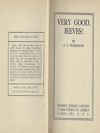VERY GOOD, JEEVES