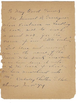 Item #57067 SIGNED PRESENTATION, DATED 1894. Mary G. Charlton EDHOLM