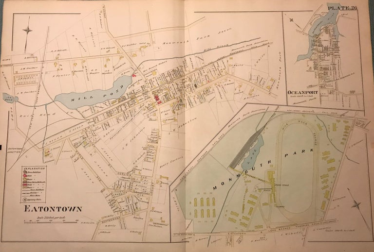 Item #57111 EATONTOWN/ MONMOUTH PARK/ OCEANPORT. NJ MAP. FROM WOLVERTON'S “ATLAS OF MONMOUTH COUNTY,” 1889. Chester WOLVERTON.