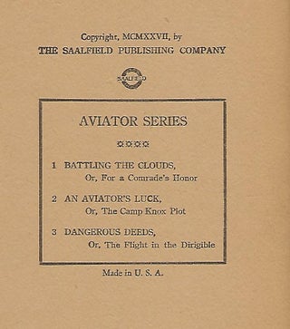 AN AVIATOR'S LUCK OR THE CAMP KNOX PILOT