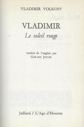 VLADIMIR: LE SOLEIL ROUGE. TEXT IN FRENCH.