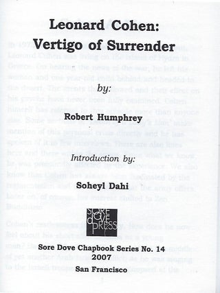 LEONARD COHEN: VERTIGO OF SURRENDER