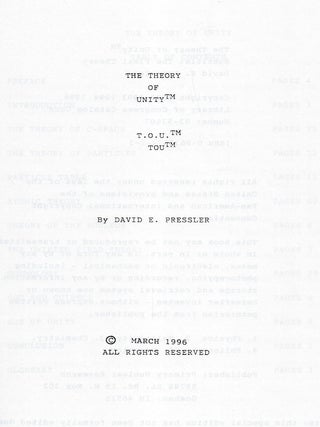 THE THEORY OF UNITY