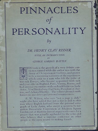 Item #57572 PINNACLES OF PERSONALITY. Dr. Henry Clay RISNER