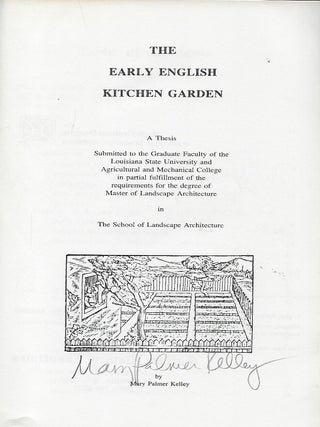 THE EARLY ENGLISH KTICHEN GARDEN: MEDIEVAL PERIOD TO 1800AD.