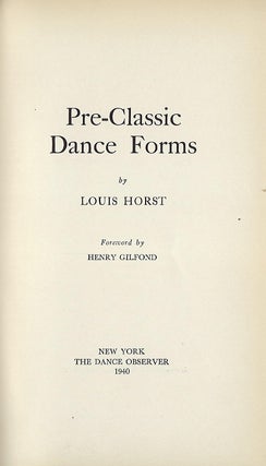 PRE- CLASSIC DANCE FORMS