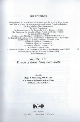 FRANCIS OF ASSISI: THE FOUNDER: EARLY DOCUMENTS. VOLUME II.