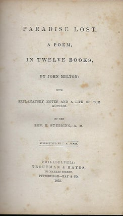 Item #58092 PARADISE LOST: A POEM IN TWELVE BOOKS. John MILTON, With Rev. H. STEBBING