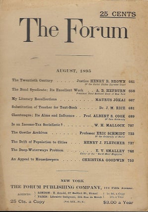 Item #58158 THE FORUM, AUGUST, 1895. 1895 FORUM MAGAZINE. AUGUST