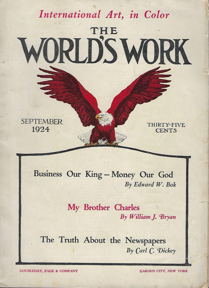 Item #58172 THE WORLD'S WORK, September 1924. INTERNATIONAL ART, IN COLOR. WORLD'S WORK.