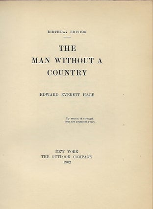 Item #58280 THE MAN WITHOUT A COUNTRY. Edward Everett HALE