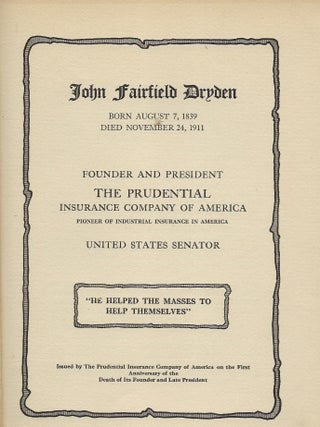 Item #58492 JOHN FAIRFIELD DRYDEN. PRUDENTIAL INSURANCE COMPANY