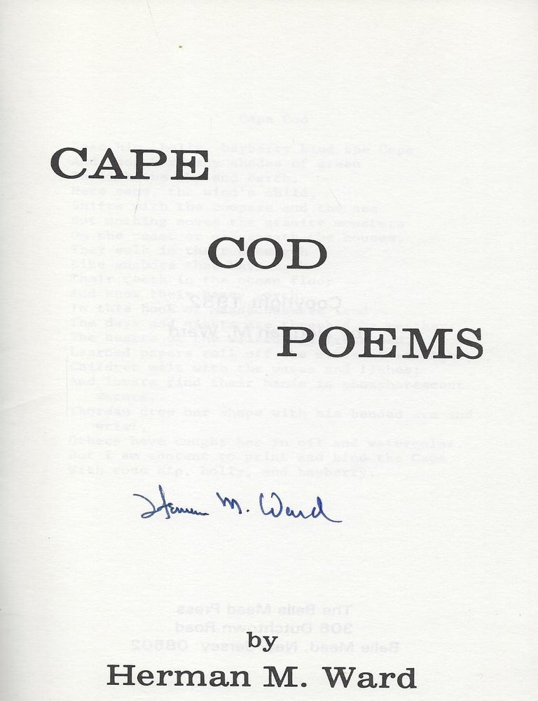 Item #58608 CAPE COD POEMS. Herman M. WARD.