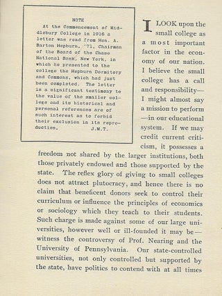 WHY HE REMEMBERED MIDDLEBURY.