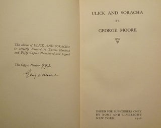 Item #5865 ULICK AND SORACHA. GEORGE MOORE