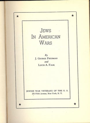 Item #614 JEWS IN AMERICAN WAR. J. George FREDMAN