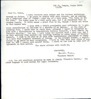 Item #630 Typed Letter Signed. Theodore ENSLIN