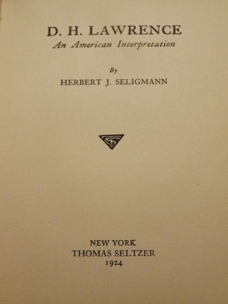 D.H. LAWRENCE: AN AMERICAN INTERPRETATION