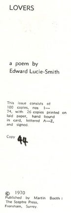 Item #9259 LOVERS. EDWARD LUCIE-SMITH
