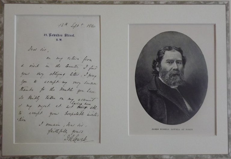 Item #9661 AUTOGRAPH LETTER SIGNED. JAMES RUSSELL LOWELL.